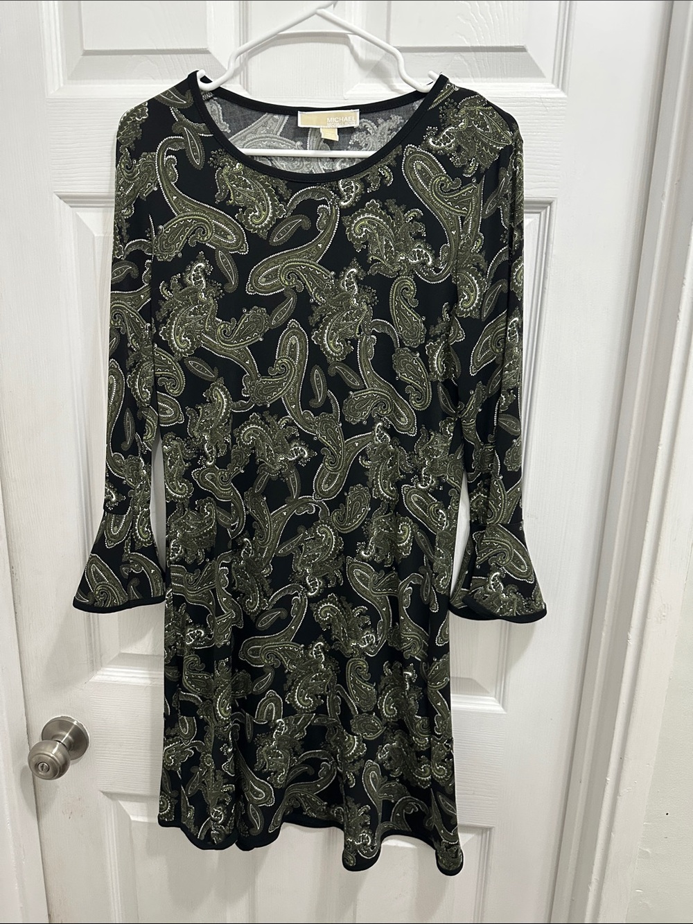 MICHAEL Michael Kors Black Dress with Olive Paisley Print